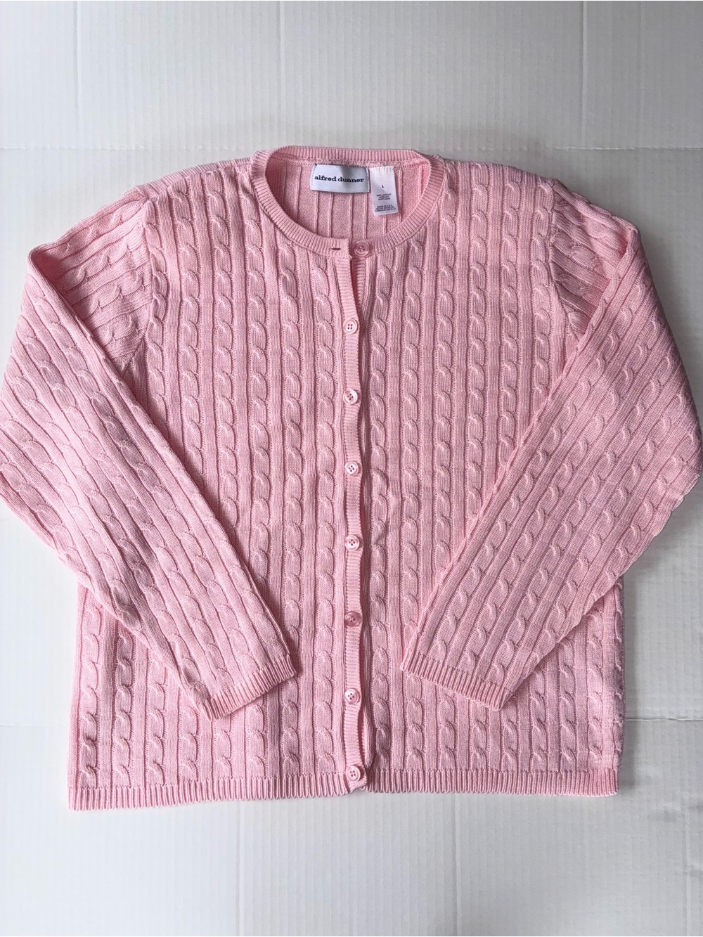 Alfred Dunner Women’s Long Sleeve Pink Textured Knit Cardigan Size Large